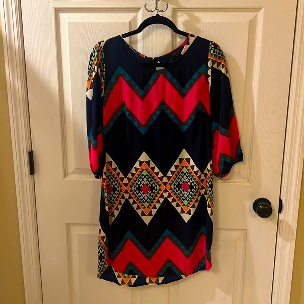 Brand new colorful dress with cuffed sleeves